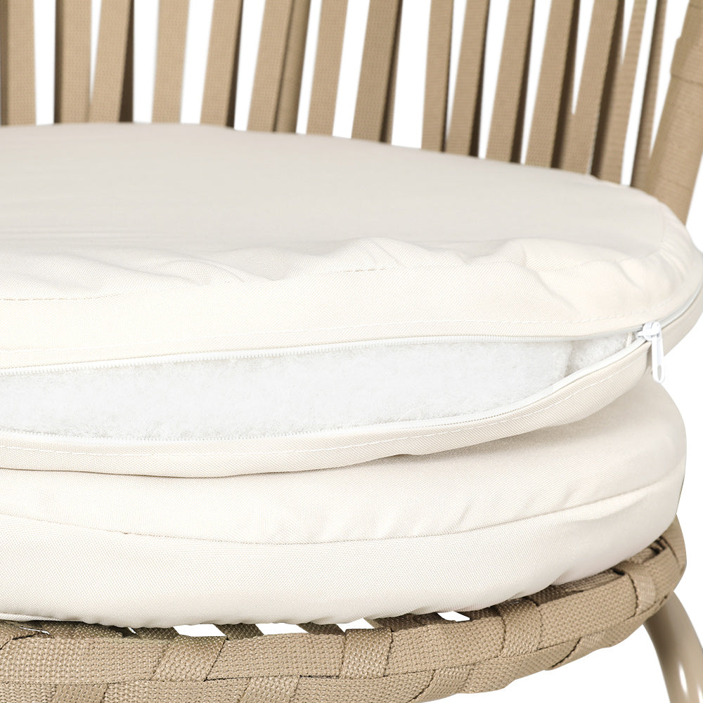 Outdoor Chairs: Gardeon 3PC Outdoor Bistro Set Patio Furniture Rope Setting Chairs Table Beige
