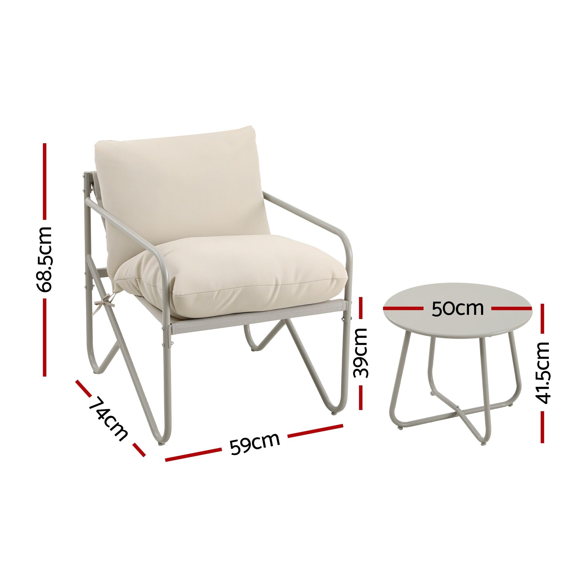 Gardeon Outdoor Bistro Set 3 Piece Patio Furniture Conversation Table and Chairs Khaki