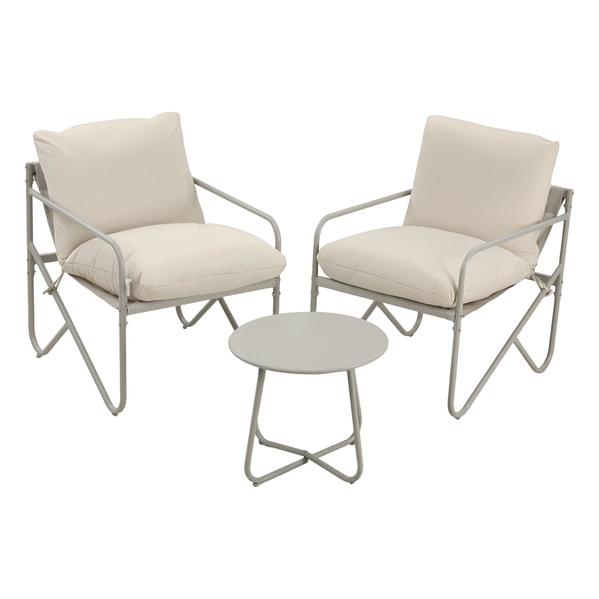 Gardeon Outdoor Bistro Set 3 Piece Patio Furniture Conversation Table and Chairs Khaki