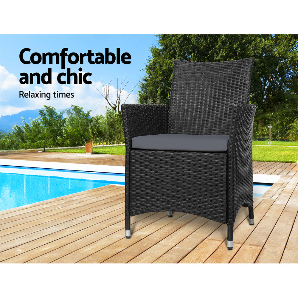 Outdoor Chairs: Gardeon Outdoor Dining Chairs Patio Furniture Wicker Garden Cushion Idris 2PC