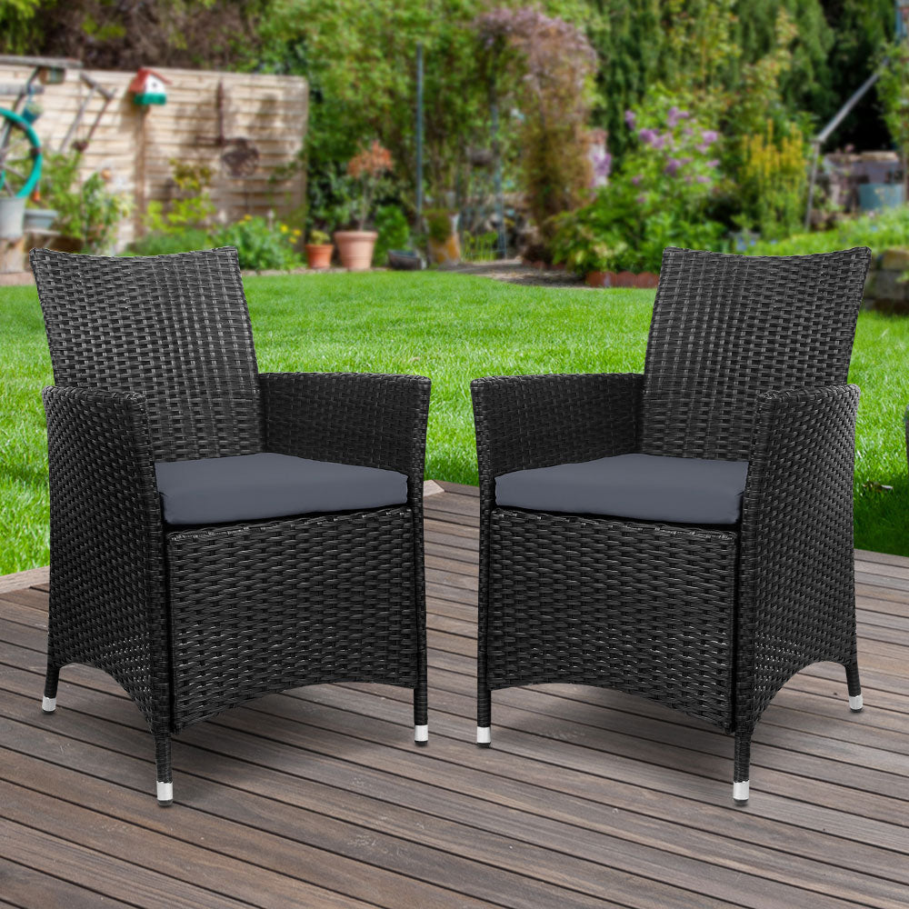 Outdoor Chairs: Gardeon Outdoor Dining Chairs Patio Furniture Wicker Garden Cushion Idris 2PC