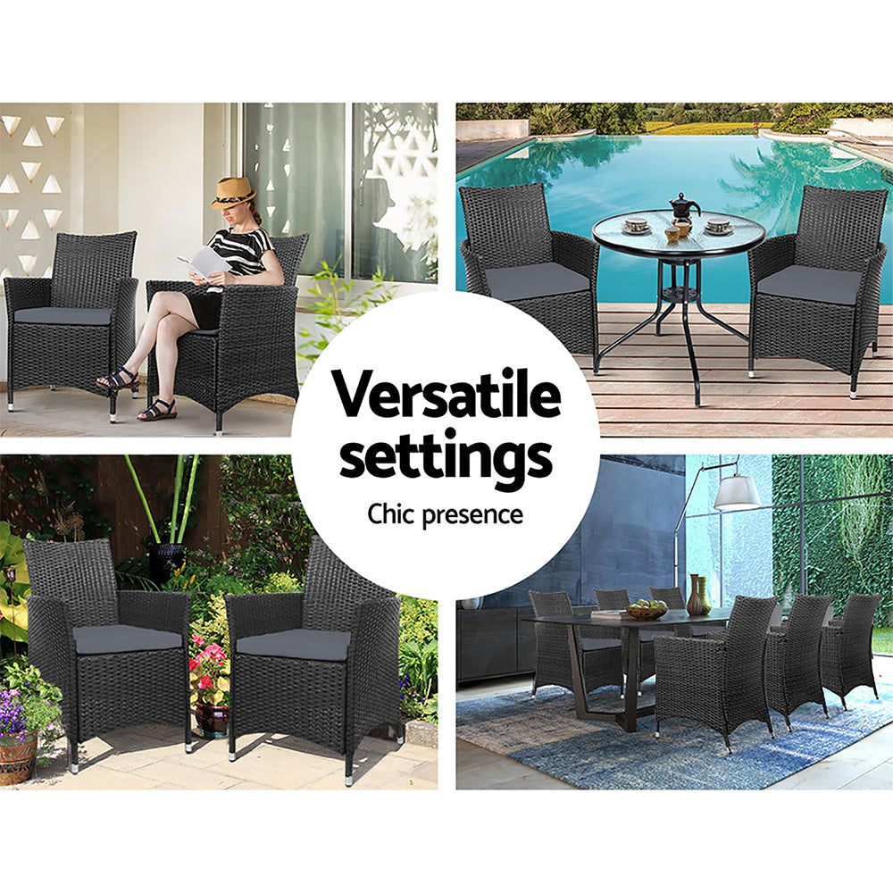 Outdoor Chairs: Gardeon Outdoor Dining Chairs Patio Furniture Wicker Garden Cushion Idris 2PC
