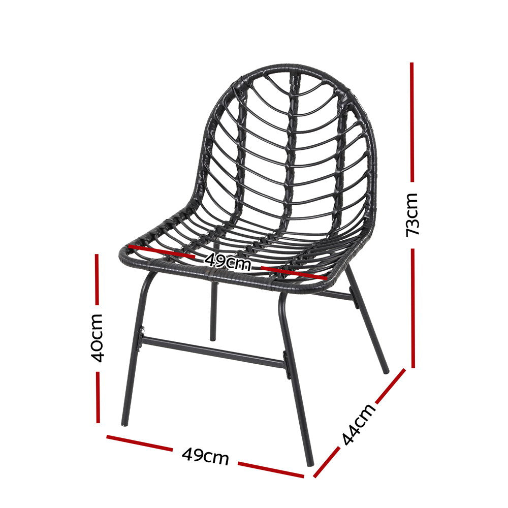 Outdoor Chairs: Gardeon 2x Outdoor Chairs Dining Chair Lounge Wicker Patio Furniture Black