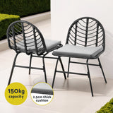 Outdoor Chairs: Gardeon 2x Outdoor Chairs Dining Chair Lounge Wicker Patio Furniture Black