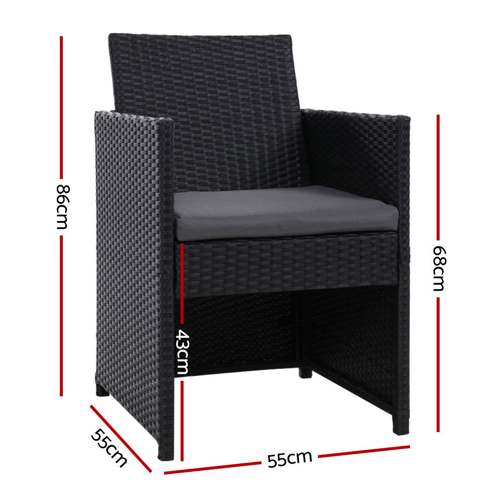 Outdoor Chairs: Gardeon 2PC Outdoor Dining Chairs Patio Furniture Wicker Garden Cushion Hugo