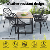 Gardeon 4PC Outdoor Dining Chairs PP Lounge Chair Patio Garden Furniture Black