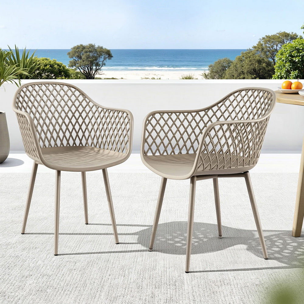 Outdoor Chairs: Gardeon 4PC Outdoor Dining Chairs PP Lounge Chair Patio Furniture Garden Coffee