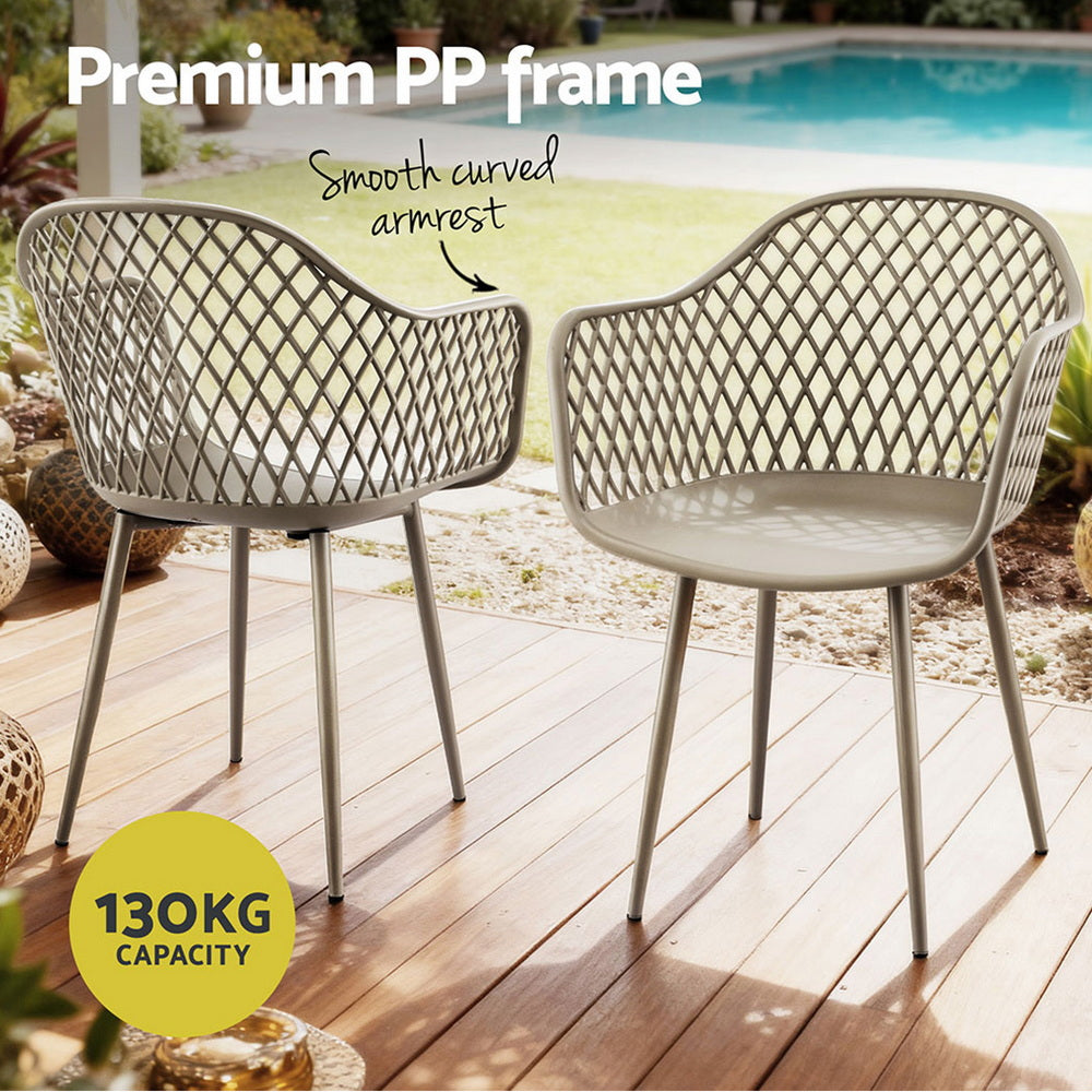 Outdoor Chairs: Gardeon 4PC Outdoor Dining Chairs PP Lounge Chair Patio Furniture Garden Coffee