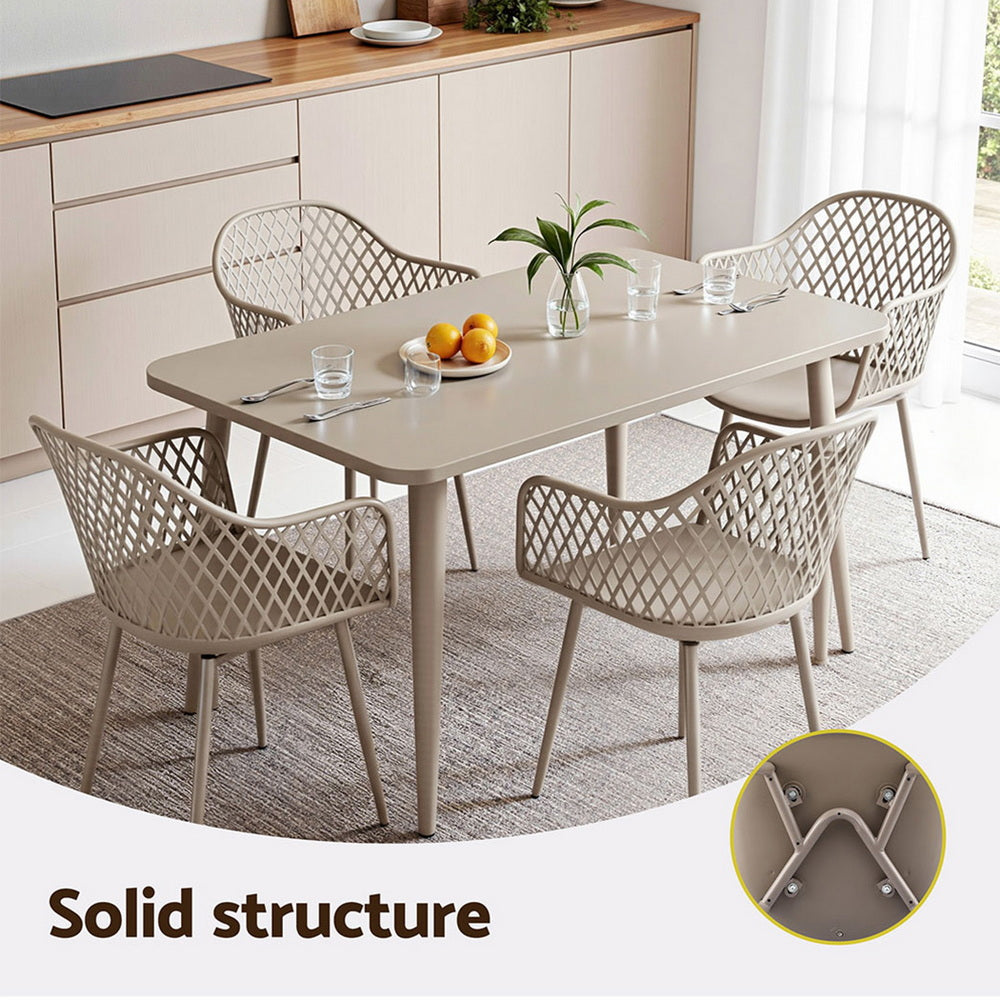 Outdoor Chairs: Gardeon 4PC Outdoor Dining Chairs PP Lounge Chair Patio Furniture Garden Coffee