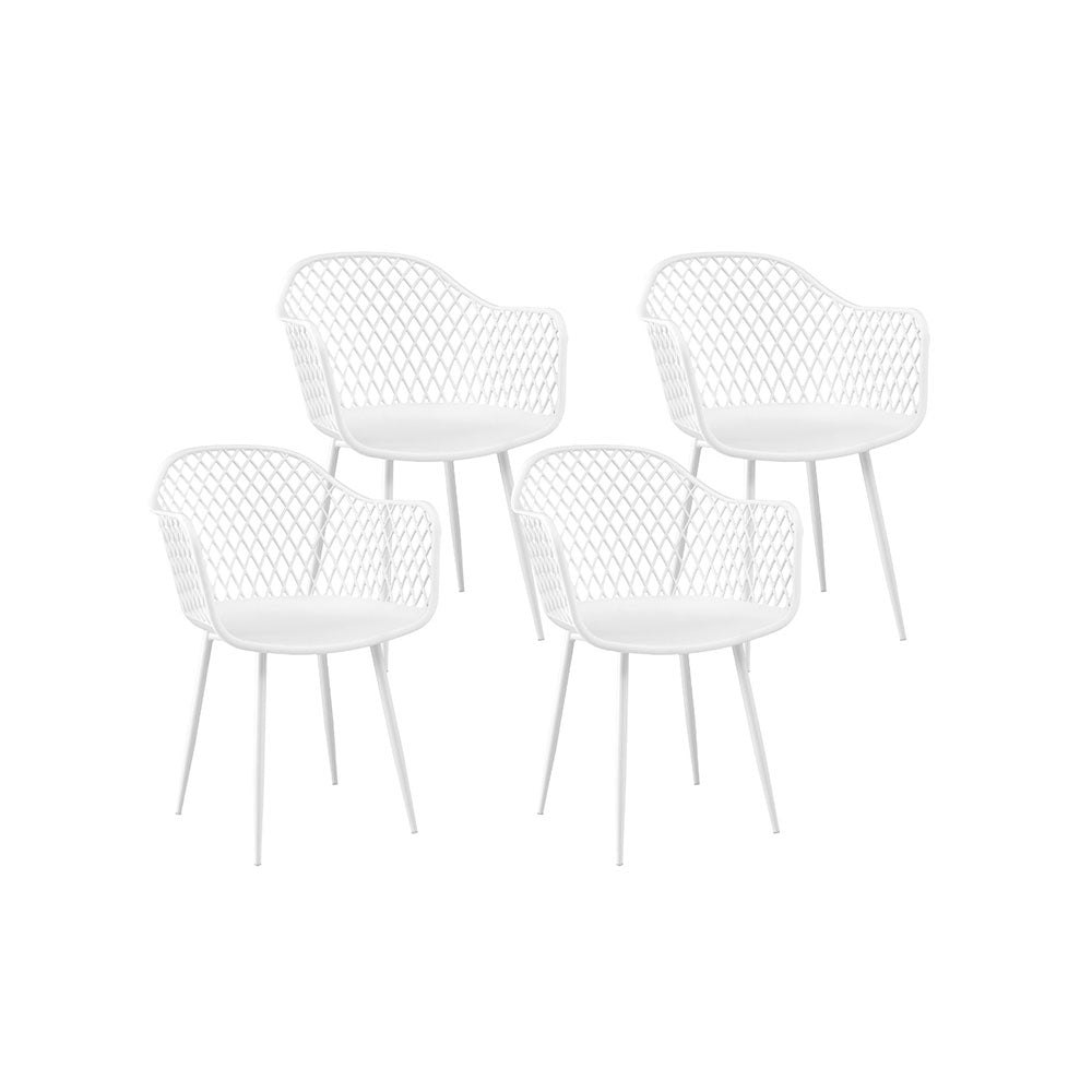 Outdoor Chairs: Gardeon 4PC Outdoor Dining Chairs PP Lounge Chair Patio Furniture Garden White