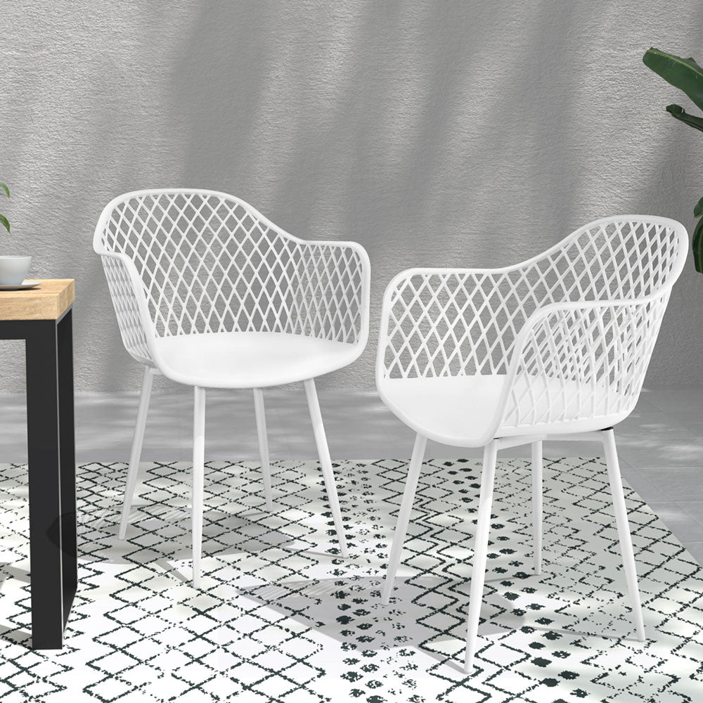 Outdoor Chairs: Gardeon 4PC Outdoor Dining Chairs PP Lounge Chair Patio Furniture Garden White
