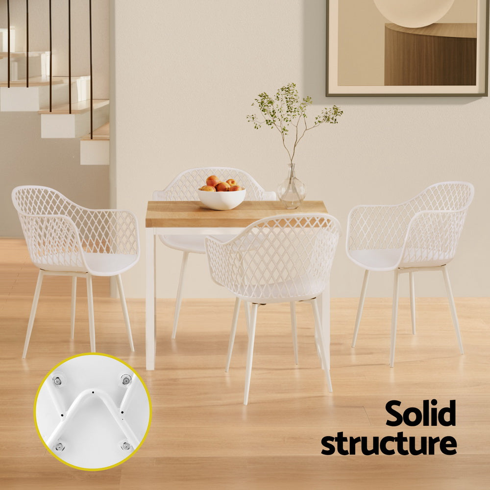 Outdoor Chairs: Gardeon 4PC Outdoor Dining Chairs PP Lounge Chair Patio Furniture Garden White