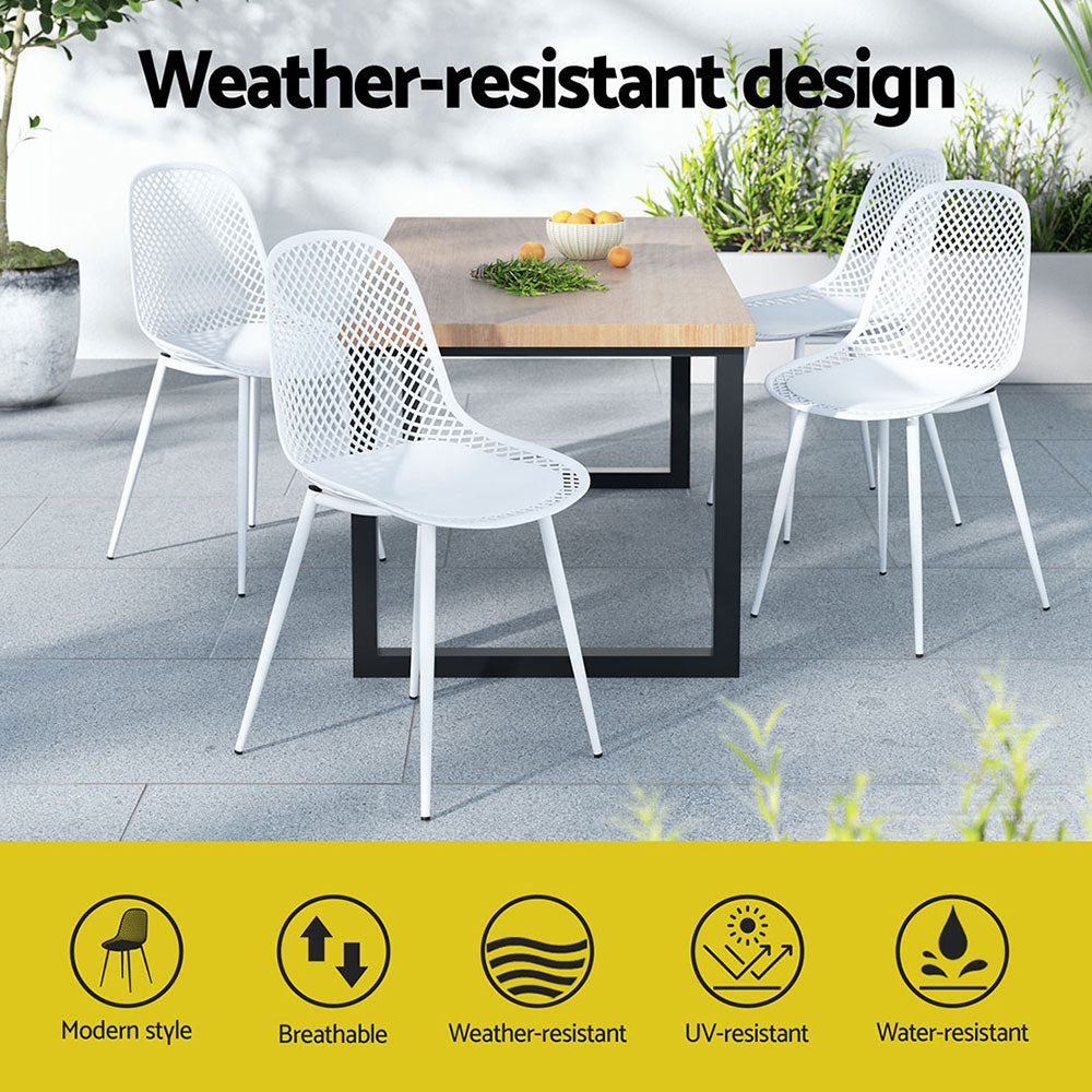 Outdoor Chairs: Gardeon 4PC Outdoor Dining Chairs PP Lounge Chair Patio Garden Furniture White