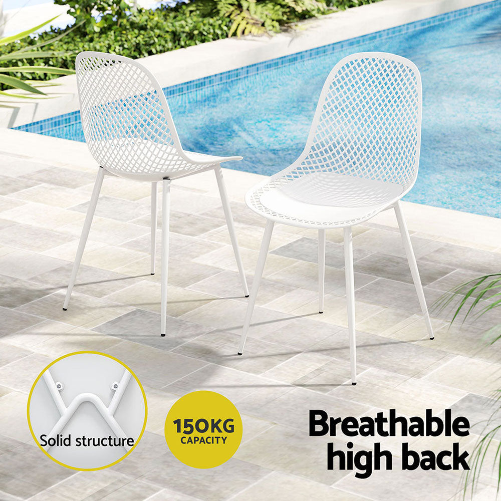 Outdoor Chairs: Gardeon 4PC Outdoor Dining Chairs PP Lounge Chair Patio Garden Furniture White