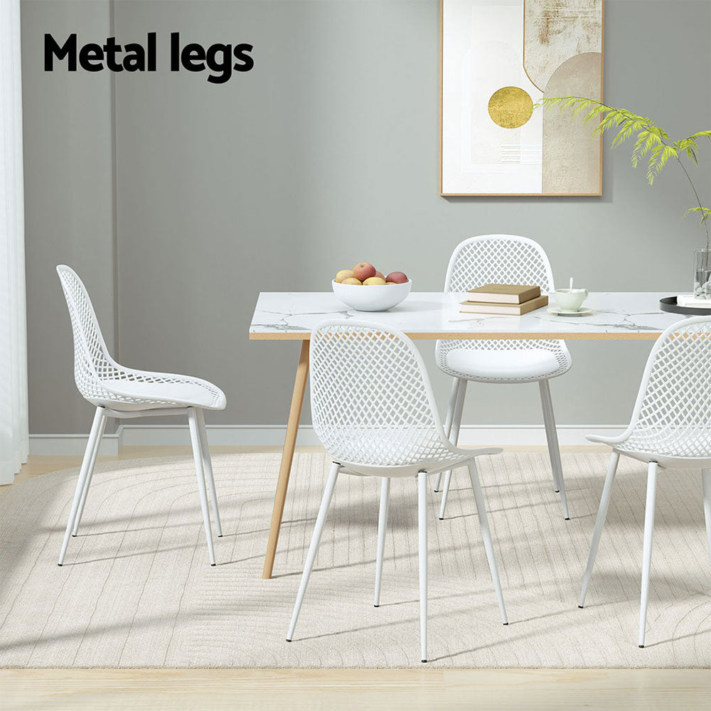 Outdoor Chairs: Gardeon 4PC Outdoor Dining Chairs PP Lounge Chair Patio Garden Furniture White