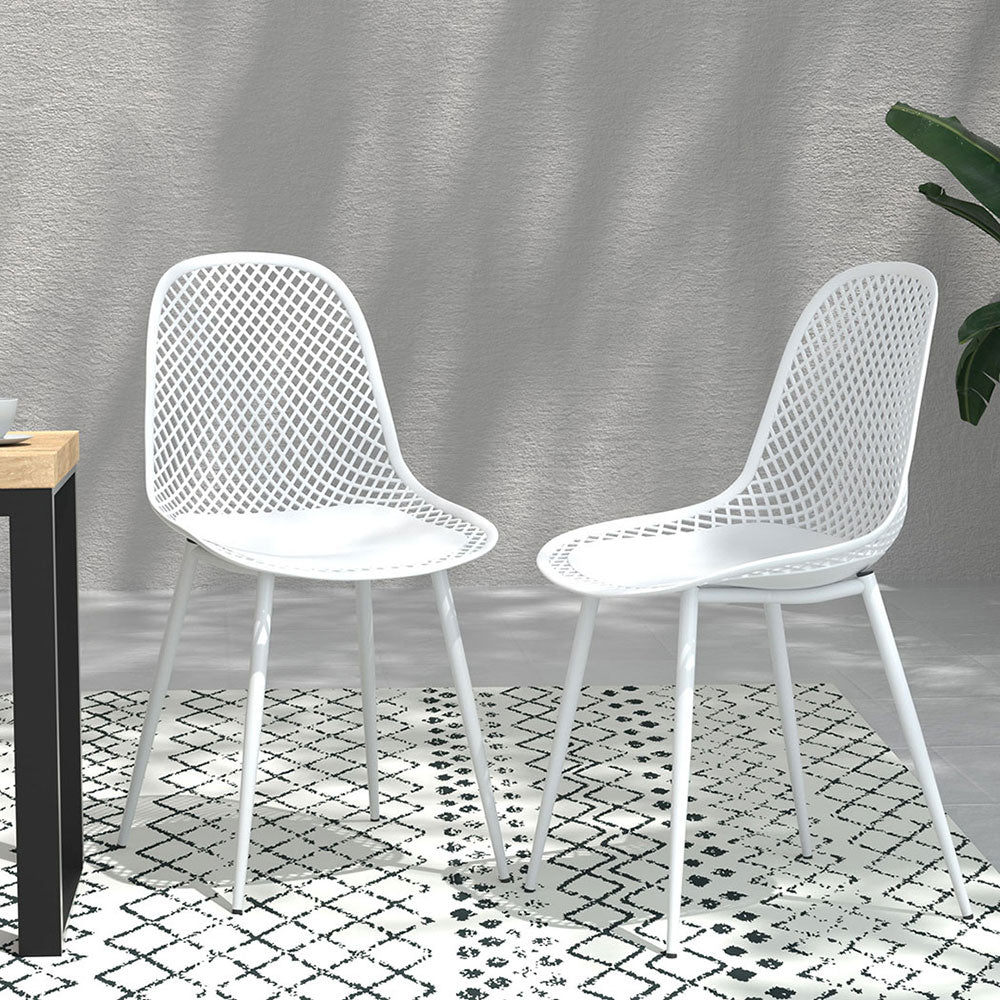 Outdoor Chairs: Gardeon 4PC Outdoor Dining Chairs PP Lounge Chair Patio Garden Furniture White