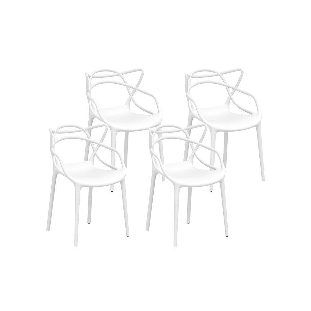Outdoor Chairs: Gardeon 4PC Outdoor Dining Chairs PP Portable Stackable Chair Patio Furniture White