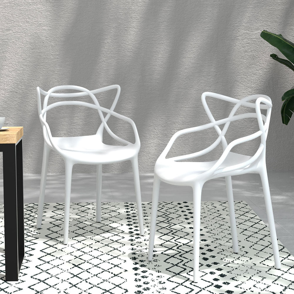 Outdoor Chairs: Gardeon 4PC Outdoor Dining Chairs PP Portable Stackable Chair Patio Furniture White