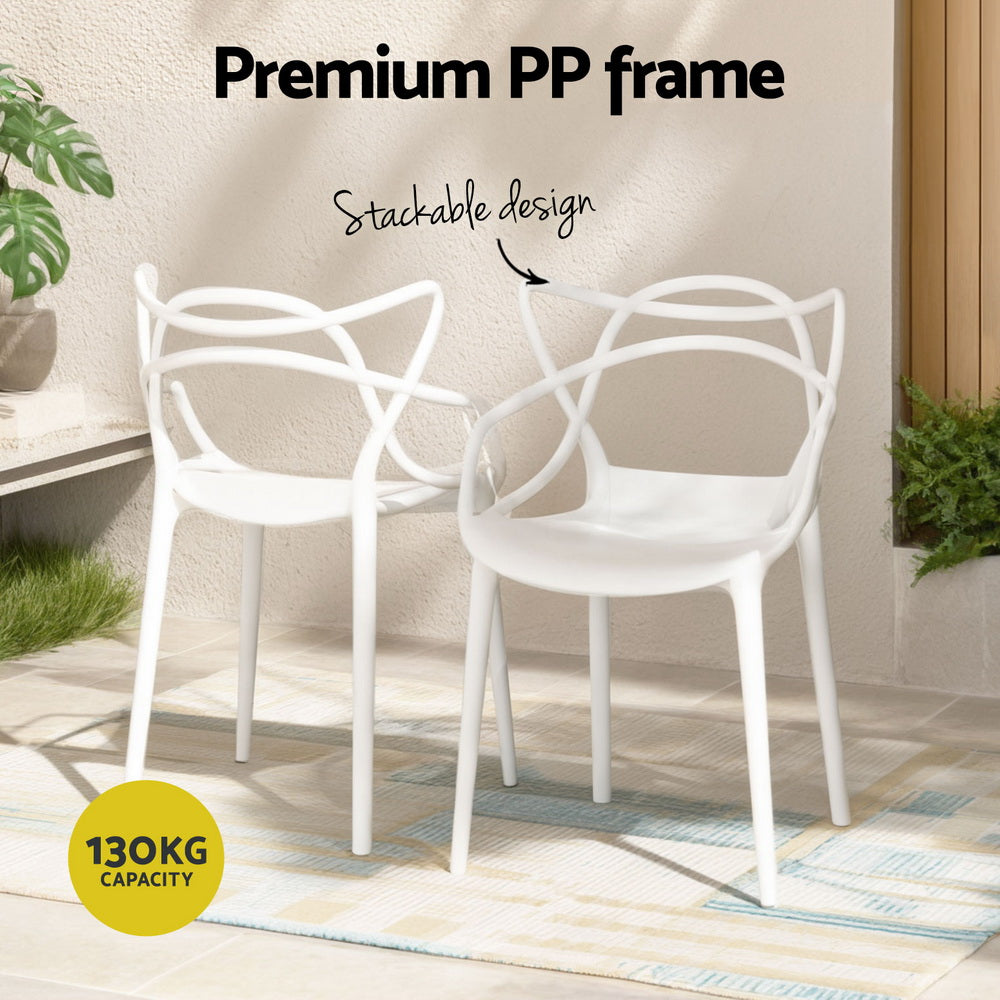 Outdoor Chairs: Gardeon 4PC Outdoor Dining Chairs PP Portable Stackable Chair Patio Furniture White