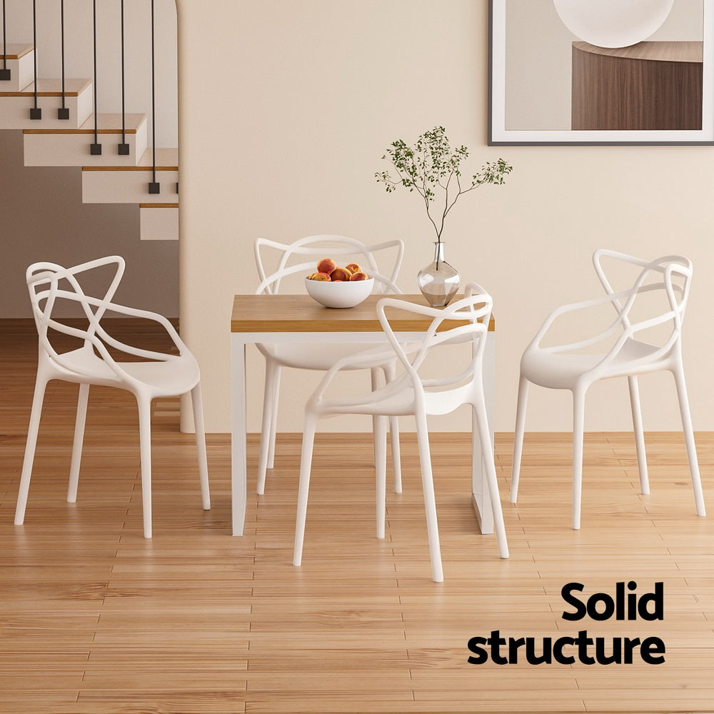 Outdoor Chairs: Gardeon 4PC Outdoor Dining Chairs PP Portable Stackable Chair Patio Furniture White