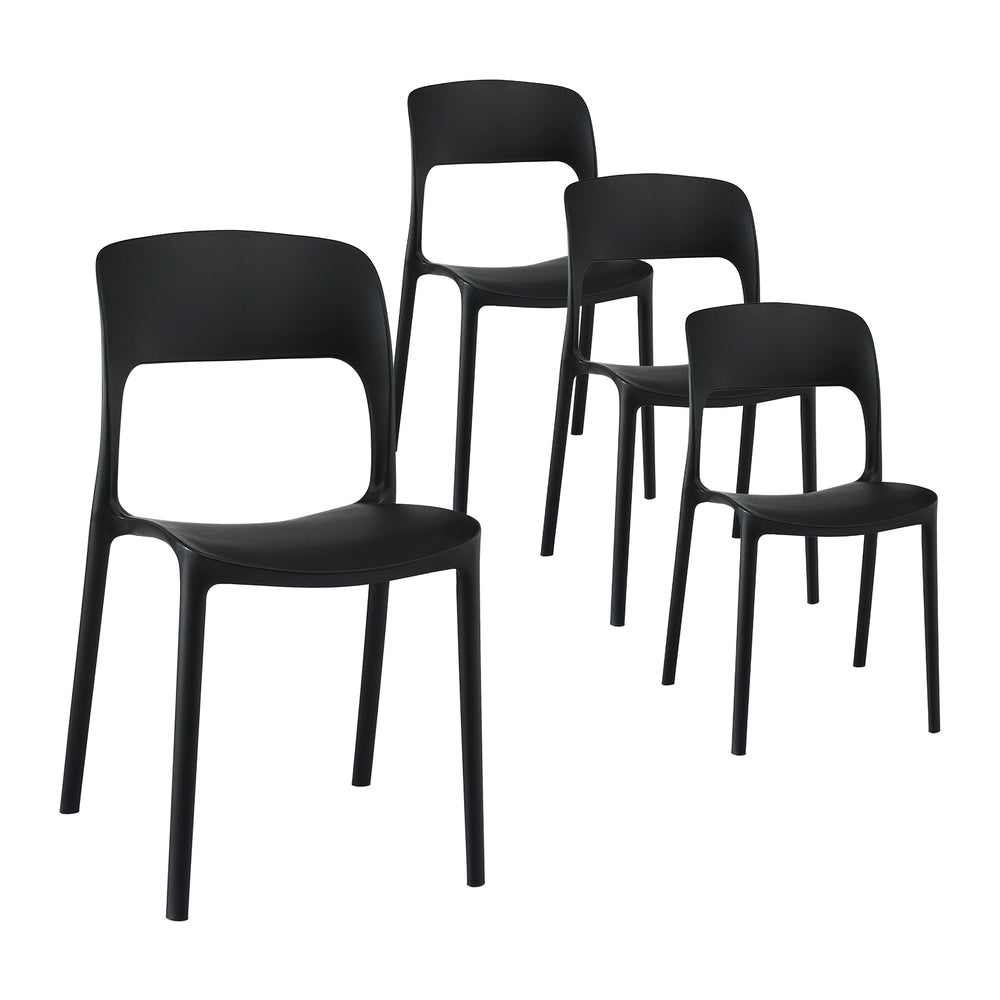 Outdoor Chairs: Gardeon 4PC Outdoor Dining Chairs Stackable PP Patio Chair Garden Furniture Black