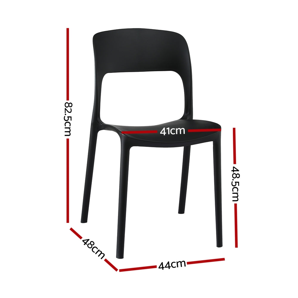 Outdoor Chairs: Gardeon 4PC Outdoor Dining Chairs Stackable PP Patio Chair Garden Furniture Black