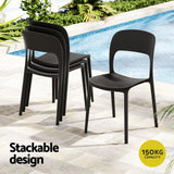 Gardeon 4PC Outdoor Dining Chairs Stackable PP Patio Chair Garden Furniture Black