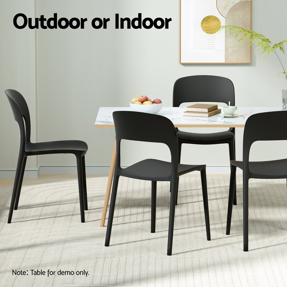 Outdoor Chairs: Gardeon 4PC Outdoor Dining Chairs Stackable PP Patio Chair Garden Furniture Black