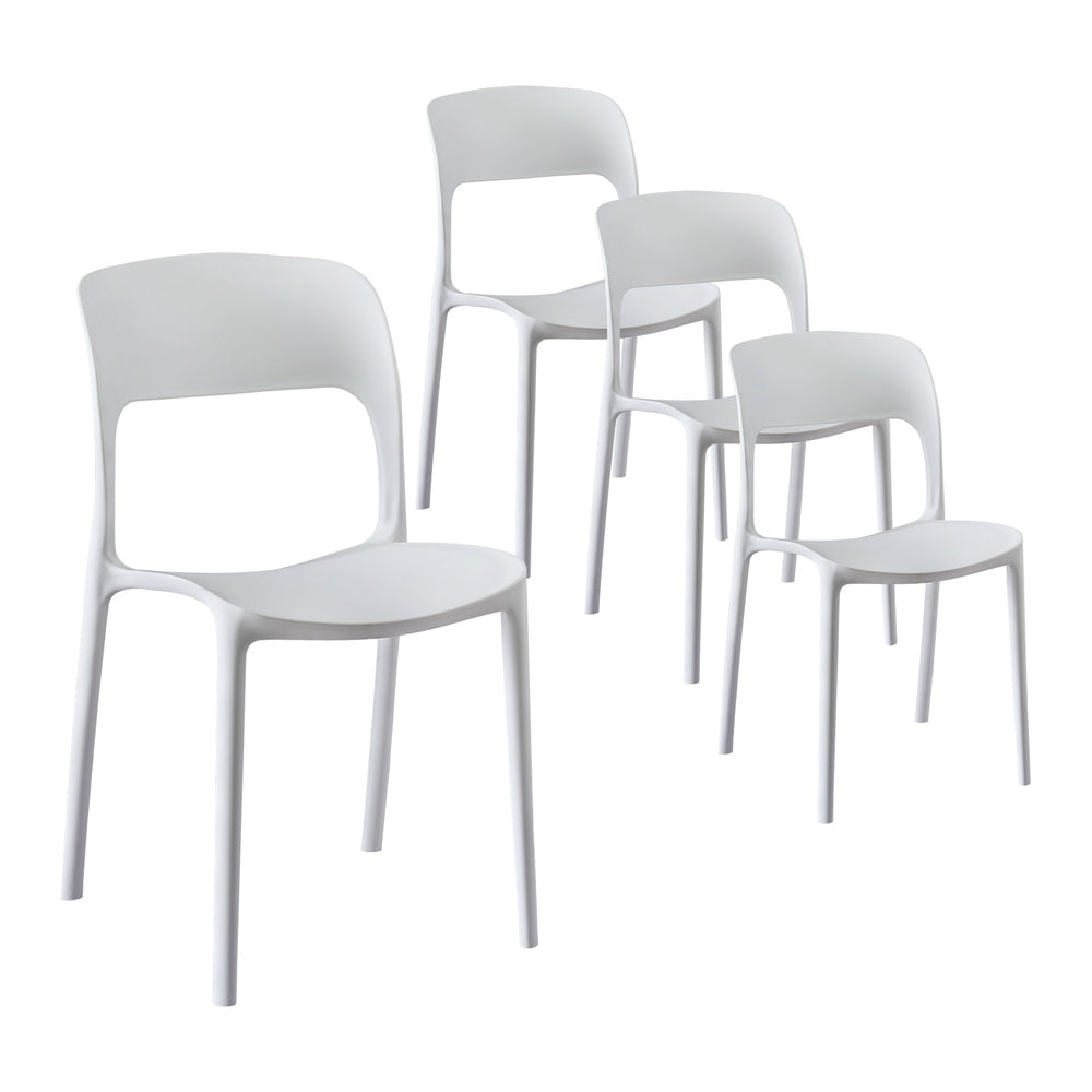 Outdoor Chairs: Gardeon 4PC Outdoor Dining Chairs Stackable PP Patio Chair Garden Furniture White