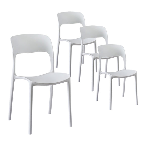 Gardeon 4PC Outdoor Dining Chairs Stackable PP Patio Chair Garden Furniture White