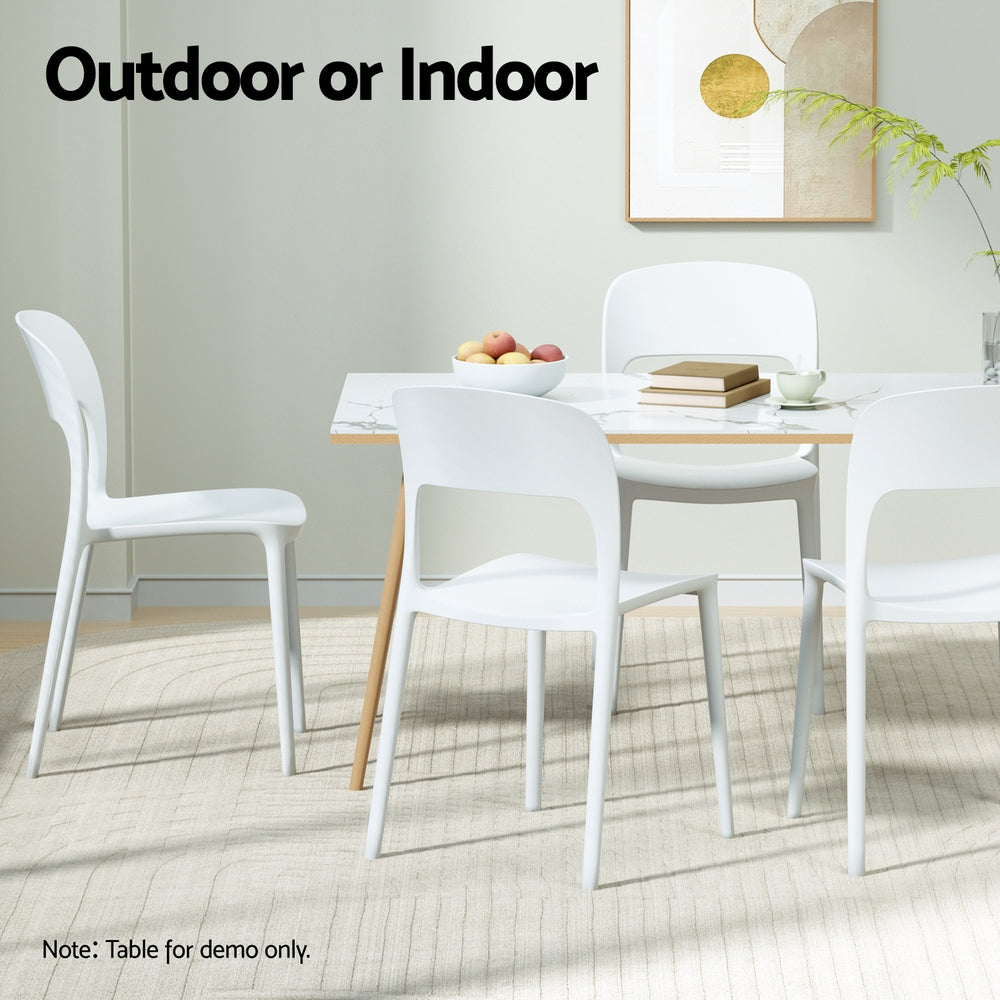 Outdoor Chairs: Gardeon 4PC Outdoor Dining Chairs Stackable PP Patio Chair Garden Furniture White