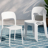 Gardeon 4PC Outdoor Dining Chairs Stackable PP Patio Chair Garden Furniture White
