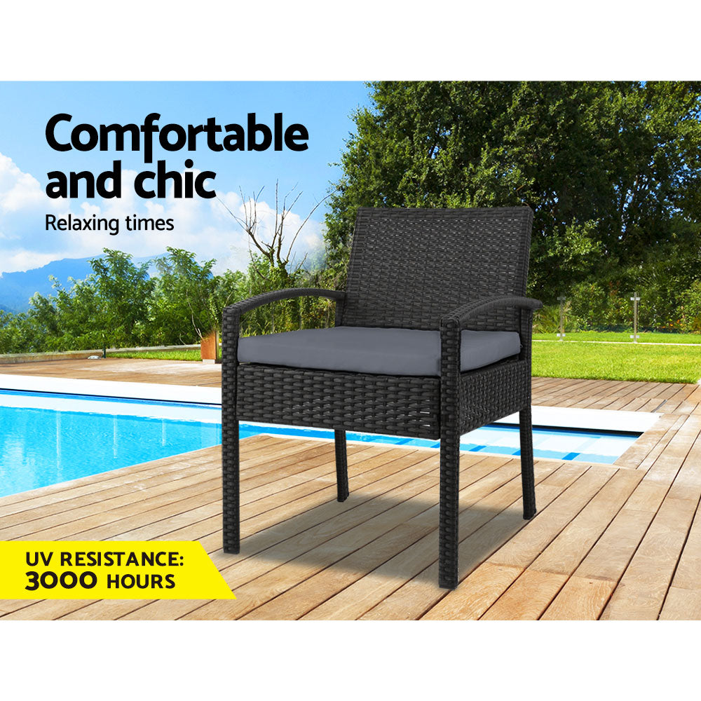 Outdoor Chairs: Gardeon Outdoor Dining Chairs Patio Furniture Rattan Lounge Chair Cushion Felix