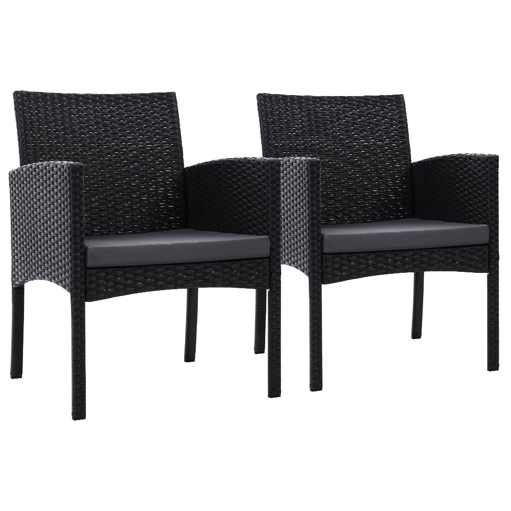 Outdoor Chairs: Gardeon 2PC Outdoor Dining Chairs Patio Furniture Rattan Lounge Chair XL Ezra