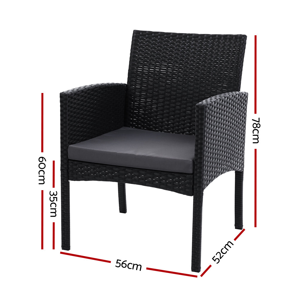 Outdoor Chairs: Gardeon 2PC Outdoor Dining Chairs Patio Furniture Rattan Lounge Chair XL Ezra