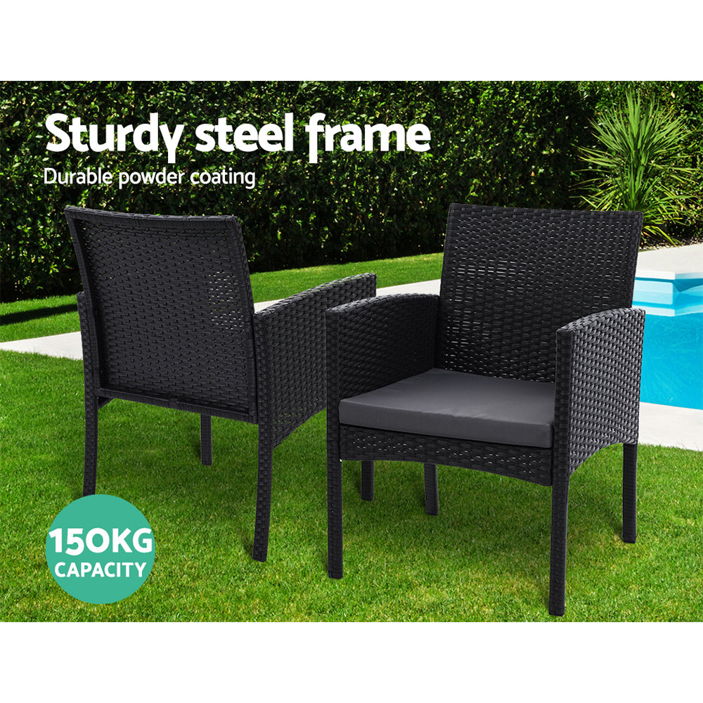 Outdoor Chairs: Gardeon 2PC Outdoor Dining Chairs Patio Furniture Rattan Lounge Chair XL Ezra