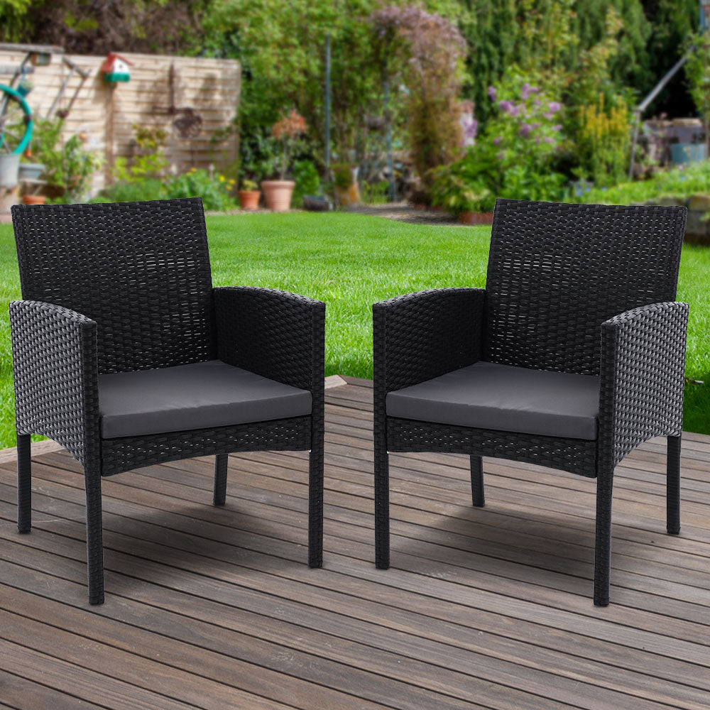 Outdoor Chairs: Gardeon 2PC Outdoor Dining Chairs Patio Furniture Rattan Lounge Chair XL Ezra