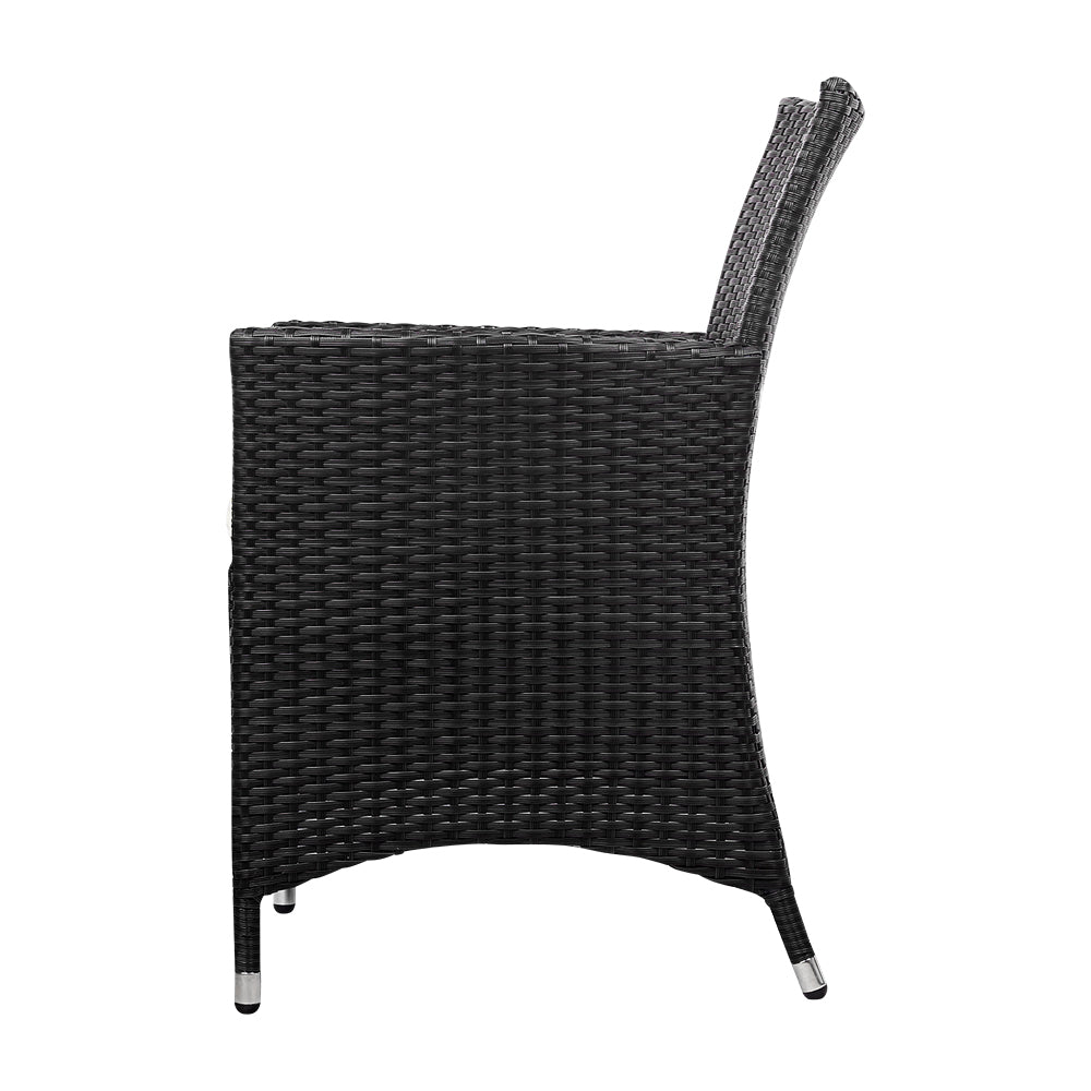 Outdoor Chairs: Gardeon 3PC Bistro Set Outdoor Furniture Rattan Table Chairs Cushion Patio Garden Idris