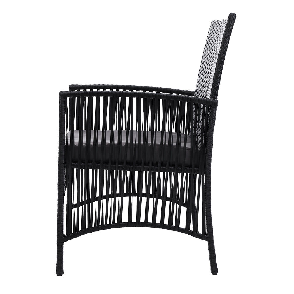 Outdoor Chairs: Gardeon 3PC Bistro Set Outdoor Furniture Rattan Table Chairs Cushion Patio Garden Lyra