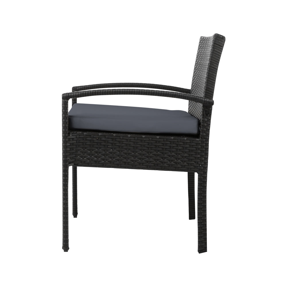Outdoor Chairs: Gardeon 3PC Bistro Set Outdoor Furniture Rattan Table Chairs Cushion Patio Garden Felix