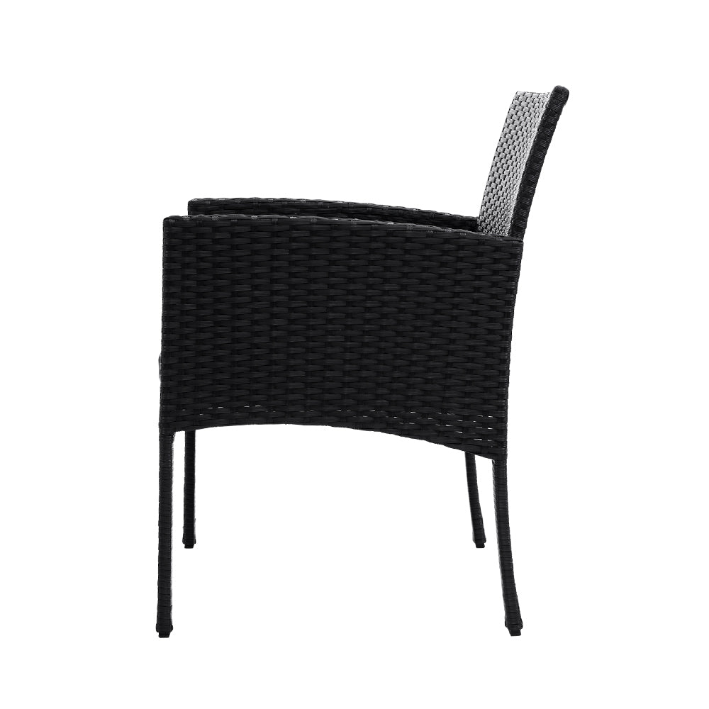 Outdoor Chairs: Gardeon 3PC Bistro Set Outdoor Furniture Rattan Table Chairs Cushion Patio Garden Ezra