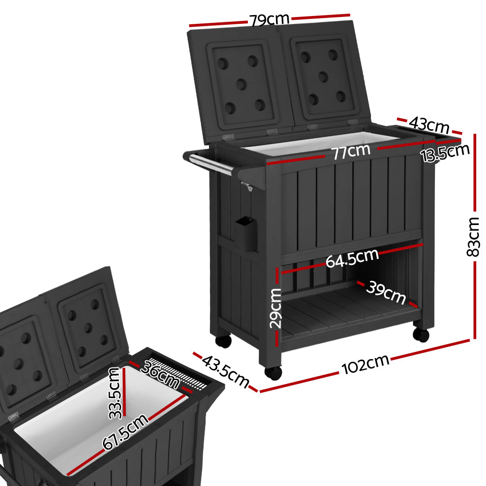 Outdoor Storage Boxes: Gardeon Outdoor Storage Cabinet Box 80L Ice Bucket Cooler Rolling Serving Cart Kitchen Trolley