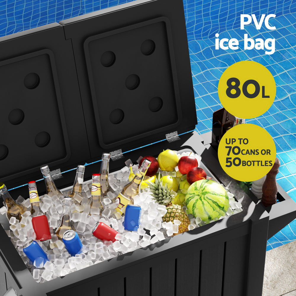 Outdoor Storage Boxes: Gardeon Outdoor Storage Cabinet Box 80L Ice Bucket Cooler Rolling Serving Cart Kitchen Trolley