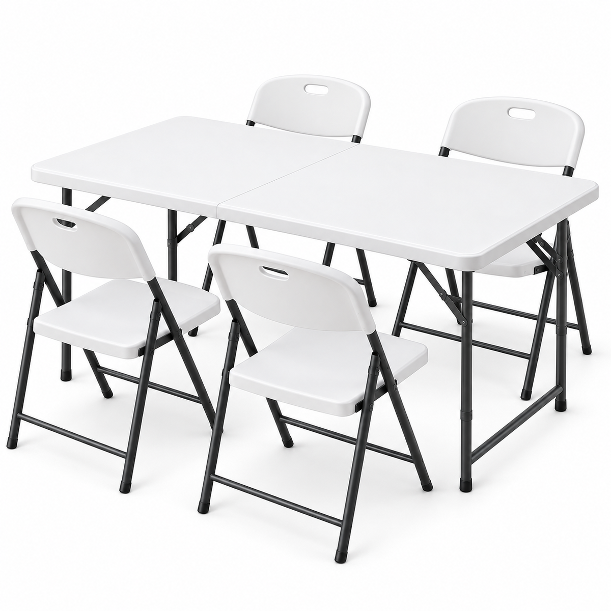 Gardeon 5PCS Outdoor Dining Set 120CM Folding Table and Chairs Patio Furniture White