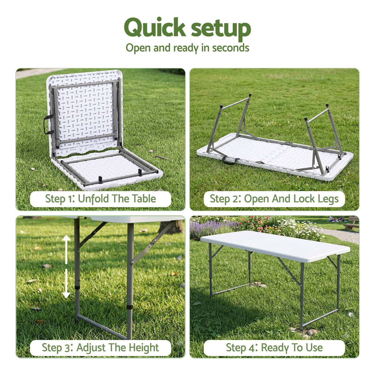 Gardeon 5PCS Outdoor Dining Set 120CM Folding Table and Chairs Patio Furniture White
