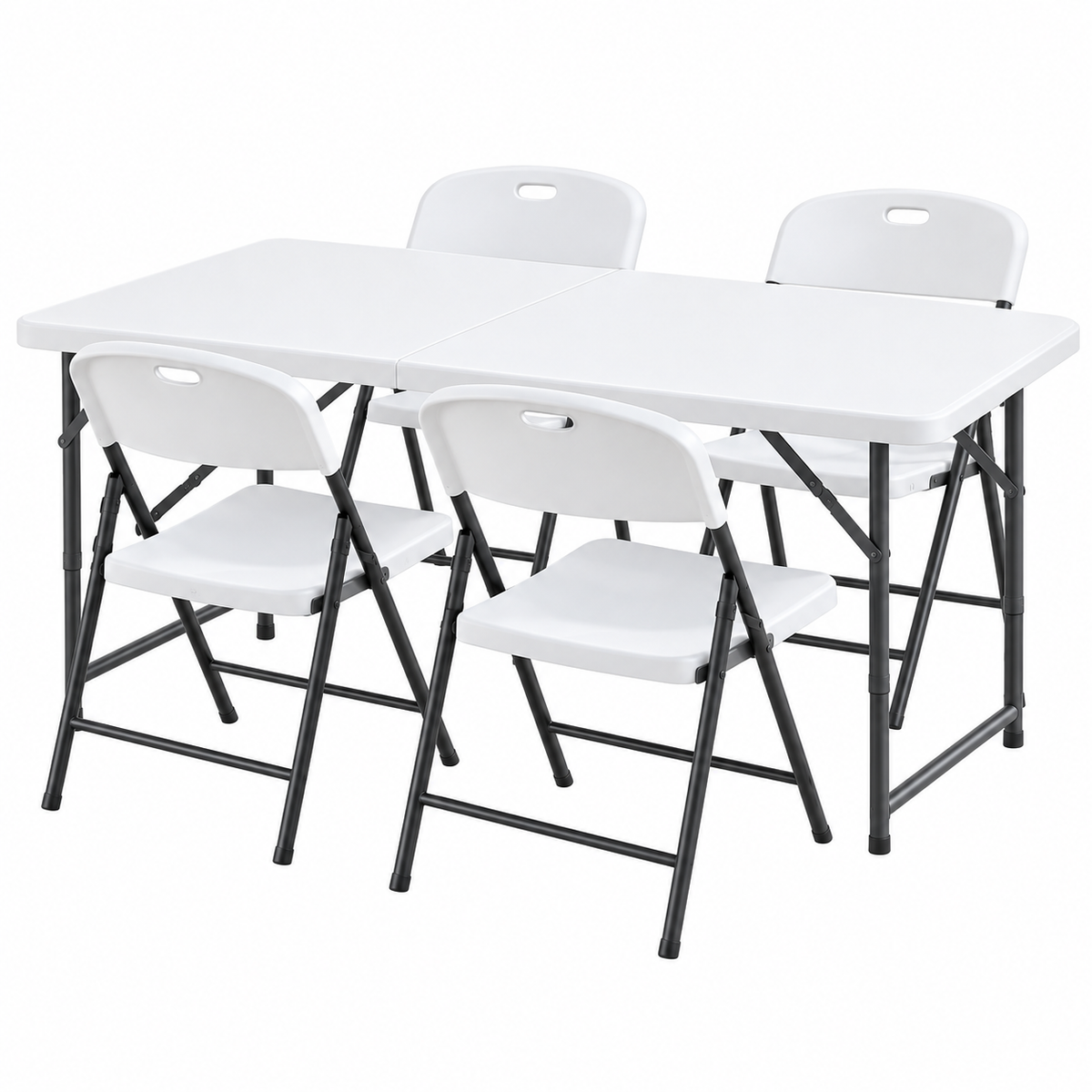 Gardeon 5PCS Outdoor Dining Set 120CM Folding Table and Chairs Patio Furniture White