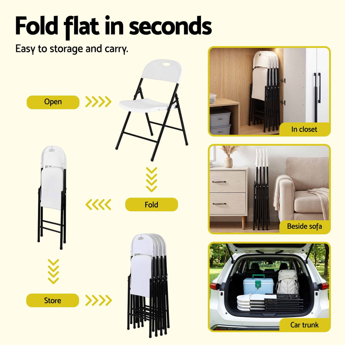 Gardeon 9PCS Outdoor Dining Set 180CM Folding Table and Chairs Patio Furniture White