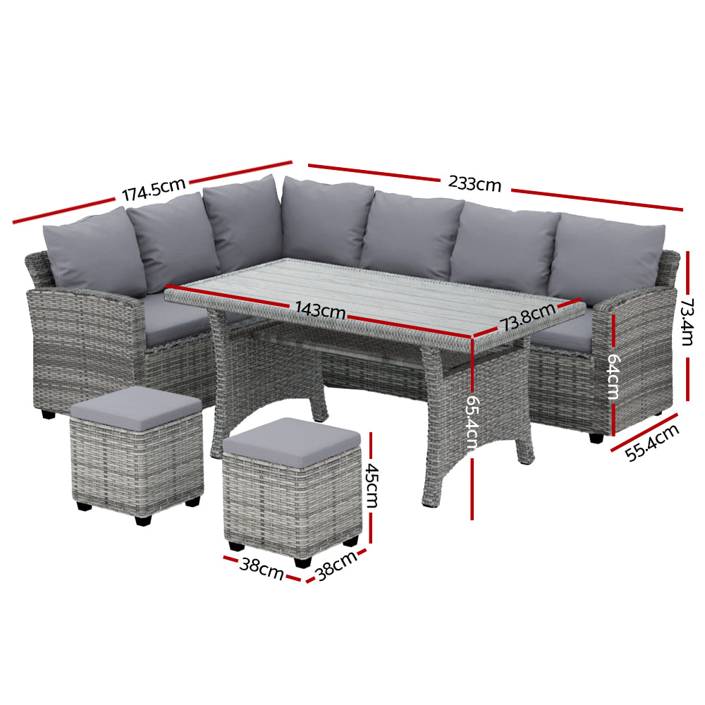 Outdoor Chairs: Gardeon Outdoor Dining Set Wicker Table Chairs Setting 8 Seater