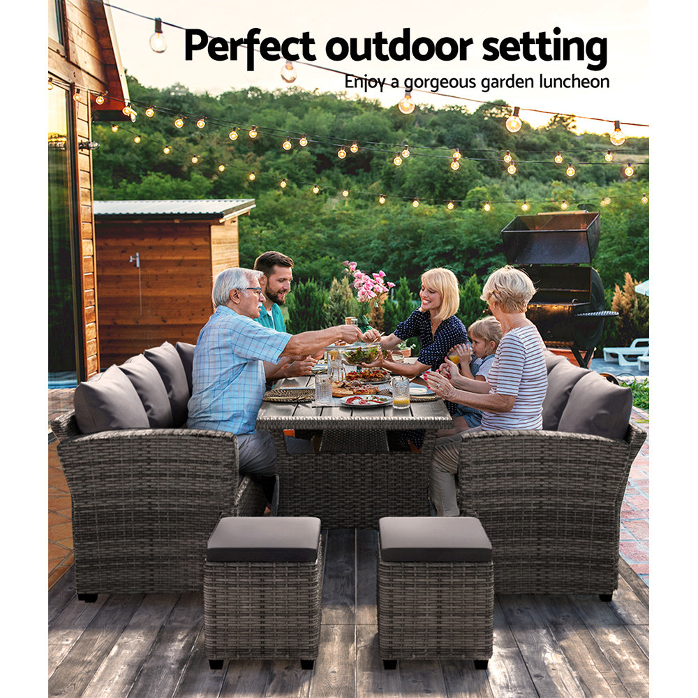 Outdoor Chairs: Gardeon Outdoor Dining Set Wicker Table Chairs Setting 8 Seater