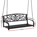 Outdoor Benches: Gardeon Outdoor Porch Swing Chair Patio Furniture Floral Backrest 2 Seater Black